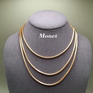 Vintage Monet Gold Plated Necklace 52 Inch Sister Clasp